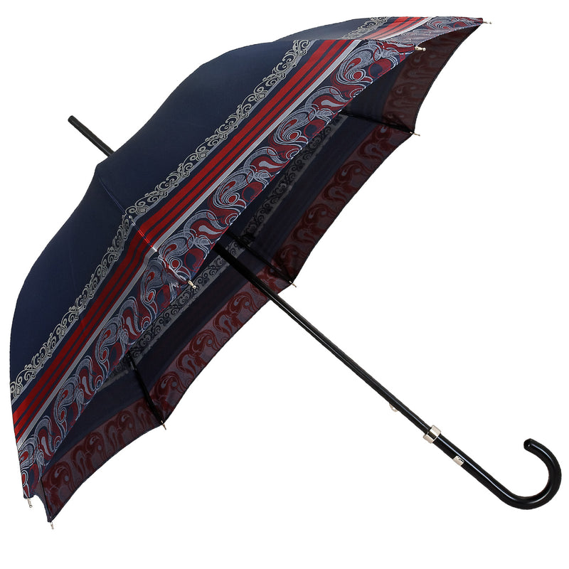 Oertel Handmade Ladies Umbrella - Satin Stripes blue/red