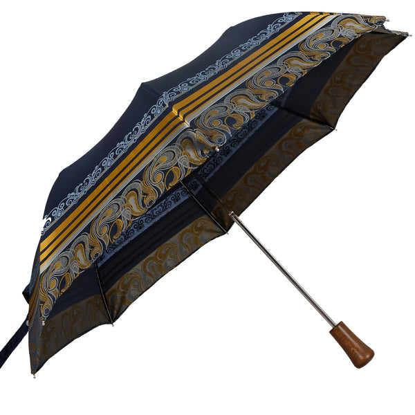 Oertel Handmade Ladies Pocket Umbrella -Satin - blue/gold
