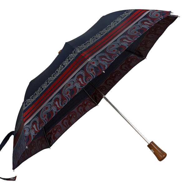 Oertel Handmade ladies pocket umbrella -Satin blue/red