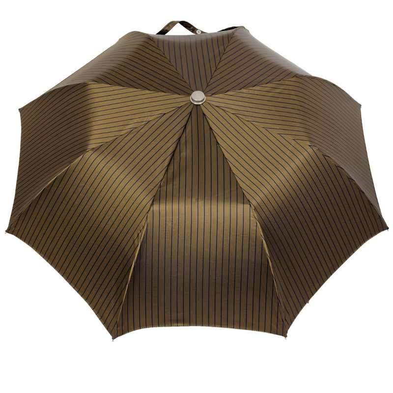 Oertel Handmade pocket umbrella maple - Stripes olive-blue | European Umbrellas