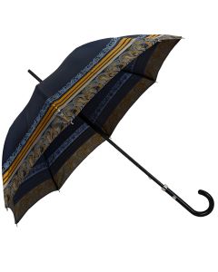 Oertel Handmade Damen Regenschirm- Satin Streifen - blau/gold