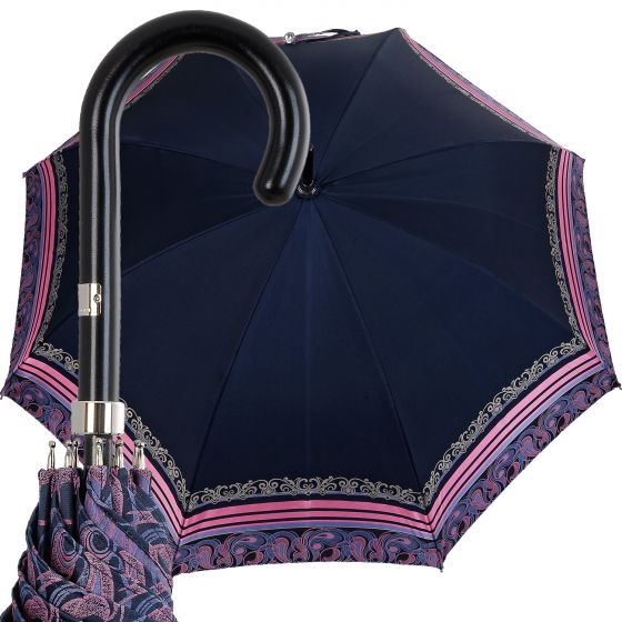 Oertel Handmade Damen Regenschirm - Satin Streifen - blau/pink
